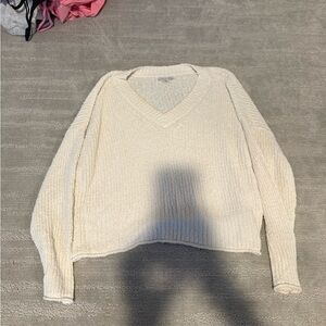 American Eagle Outfitters Cream V-Neck Sweater